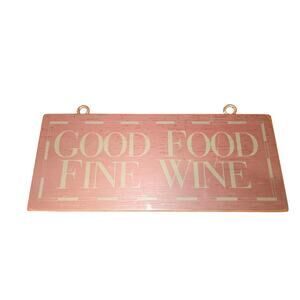 "Good Food Fine Wine" Rustic Dark Purple Distressed Wood Plaque Sign